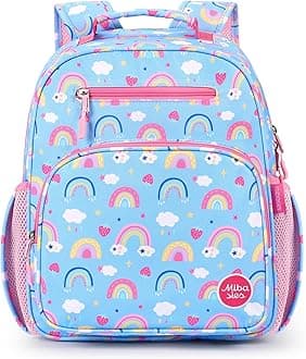 Kids Backpack for Girls: Girls Backpack 5-8 - Kindergarten Elementary School Bookbag for Girl - Rainbow Blue