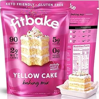 FitBake Yellow Cake Baking Mix | 2g Net Carbs Per Serving | Keto Friendly Low Carb Food | No Added Sugar Keto Snack | Zero Sugar & Gluten Free Desserts | Naturally Sweetened Cake Mixes Keto Foods 7oz