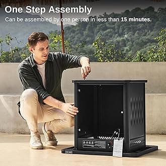 EAST OAK 28'' Propane Fire Pit Table, 50,000 BTU Steel Gas FirePit for Outdoor, Outside Patio Deck and Garden, CSA Certified Fire Table with Magnetic Lid, Cover-Storage Basket and Lava Rock , Black