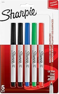 Sharpie Permanent Markers, Ultra Fine Point, Assorted Colors, 5-Count