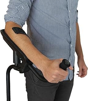 KMINA PRO - Forearm Crutches for Walking Adjustable (x1 Unit, Left), Elbow Crutch Stick, Fracture, Adults, Support - Made in Europe