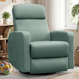 Power Swivel Recliner Chairs for Adults, Electric Glider Rocking Chair Nursery, Glider Recliner Nursery Chair with Classified Side Pocket, Nursery Rocking Chairs with USB and Type-C Ports