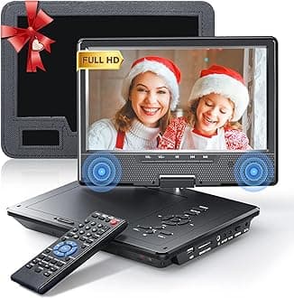 Arafuna 12.5" Portable DVD Player for Car, 10.5" HD Swivel Screen with Car Headrest Holder, 5-Hour Rechargeable, Support USB/SD/Sync TV, Regions Free, Last Memory