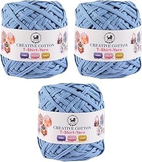 NESTNHAVEN Creative Cotton T-Shirt Yarn Carpet, Knitting Yarn for Hand Knitting DIY Bags, Baskets, Blanket, Cushion Crocheting Projects 200 GMS (Glacier Blue) | (300 Gm)