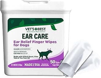 Ear Relief Finger Wipes, Ear Cleansing Finger Wipes for Dogs, Sooths & Deodorizes, 50 Disposable Dog Wipes