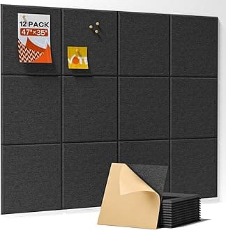 Soundsbay Large Cork Board, 120x90cm Felt Wall Tiles Self-Adhesive, 12 Pack Bulletin Board, Pin Board for Walls Office Home Classroom Decor