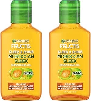 Fructis Sleek & Shine Moroccan Sleek Smoothing Oil for Frizzy, Dry Hair, Argan Oil, 3.75 Fl Oz, 2 Count (Packaging May Vary)