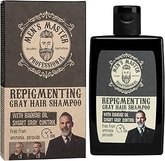 Men's Master Repigmenting Shampoo for Men with Gray Hair | With Baobab Oil and Coloring in 5 minutes | Provides a Natural Light Gray Tone | Ammonia Free, Oxidant Free and Peroxide Free | 120 ml