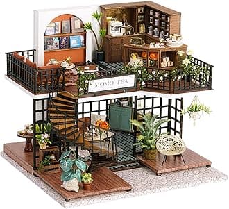 Spilay Dollhouse Miniature with Furniture,DIY Dollhouse Mini Crafts Kit with Dust Proof Cover and Music Movement Box,1:24 Scale Creative Room Idea for Adult Friend Lover