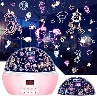 Kid Unicorn Night Light for Girls, and Baby Bear Night Lights Rotating Light Projector with Timer Color Changing Birthday Gifts for 3-5-10 Year Old Girls