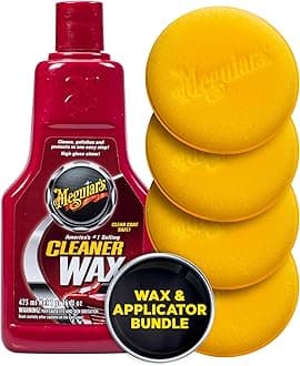 Meguiar's A1216 Cleaner Wax and Supreme Shine 4" Foam Applicator Pads Bundle
