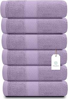 Luxury Lavender Hand Towels - Soft 100% Turkish Cotton | Highly Absorbent Hotel spa Bathroom Towel Collection | 16x30 Inch | Set of 6