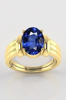 12.25 Ratti Neelam Stone Original Certified Blue Sapphire Gold Plated | Adjustable Ring/Anguthi With Lab Certificate for Men and Women