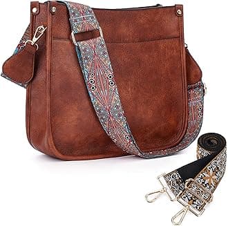 Crossbody Bags for Women Trendy Vegan Leather Hobo Handbags With 2PCS Adjustable Guitar Strap Shoulder Bucket Bags