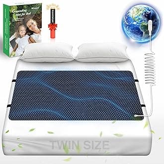 Grounding Mat for Bed, Grounding Pad for Sleep, Anti-Slip PU Leather Grounding Mattress with Grounding Cord, 27''×39‘’, Twin