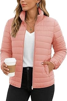 TACVASEN Women's Puffer Jackets Quilted Packable Puffy Coats Lightweight Winter Warm Zip Up Down Jacket Stand Collar
