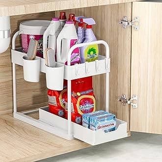 GEMWON Under Sink Storage Kitchen Organiser, 2 Tier Sliding Kitchen Storage U...