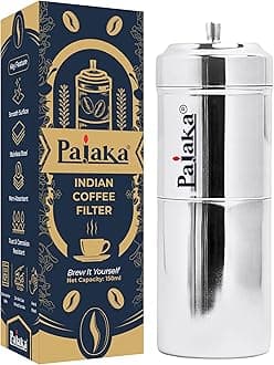 PAJAKA South Indian Filter Coffee Maker - 250 ML Capacity, Stainless Steel Madras Kaapi Kappi Drip Decoction Coffee Brewer, Medium Size for 4 Cups, Home & Kitchen