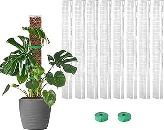 EOX 8 Pcs 24 Inch Plastic Moss Pole for Monstera, Large D Shaped Poles for Climbing Plants Work with Sphagnum Moss, Garden Ties
