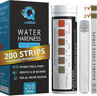 Water Hardness Test Kit - DoubleCheck200 Strips with Sample Cup - Hard Water Testing Kit