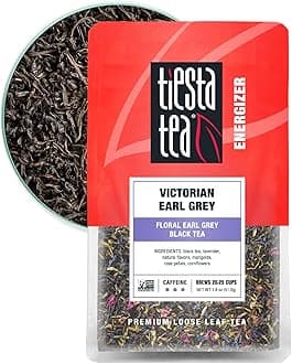 Tiesta Tea - Victorian Earl Grey, Loose Leaf, Floral Earl Grey Black Tea, Premium Blend, High Caffeinated Black, Make Hot or Iced Brews Up to 25 Cups, 1.8 Ounce Resealable Pouch