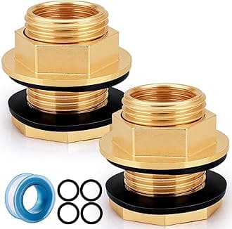Brass Water Tank Connector Bulkhead Tank Fitting 1/2" Female 3/4" GHT Male Water Tank Connector 2PCS