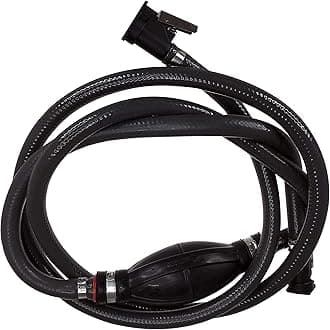 Pactrade Marine Grey Durable Fuel Line Assembly Hose Barbs Rubber Primer Bulb Lengthy 7 ft feet Resistant Material Cover Fuel Flow (3/8" Hose, Yamaha Connectors)