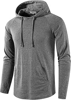 SIR7 Men's Gym Workout Active Long Sleeve Pullover Lightweight Hoodie Casual Hooded Sweatshirts
