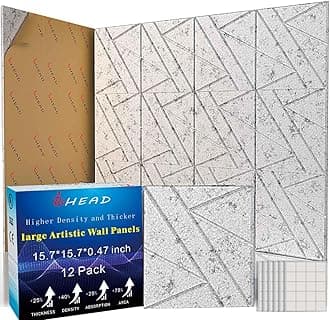 12 Pack Large Soundproof Wall Panels, 15.7 x 15.7 x 0.47 in Sound Proof Foam Panels for Walls, 1.2lb/ft³ High Density, Thicker 0.47in, Large Size Acoustic Panels, Sound Dampening Panels Gray