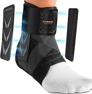 WHCOOL Slim-Fit Ankle Brace for Sprained Ankle, Velcro Lace Up Ankle Support for Women Men With 2 Auto-Shaped Pads, Air Fabric Cool Ankle Stabilizer for Injury Recover, Running, Sports, XS(10”-11”)