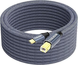 USB C to B Printer Cable 25ft, MIDI Compatible for MacBook Pro/Air, Printers and Scanners