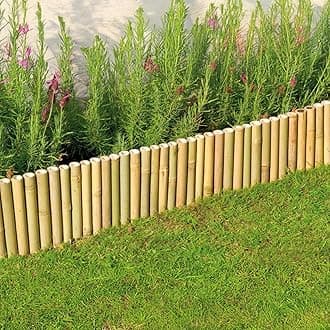 Garden Mile Bamboo Lawn Edging Border 30cm x 100cm Heavy Duty Wooden Garden Edging for Flower Beds Grass Yard Pathways