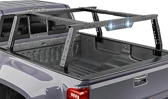 Truck Ladder Rack Adjustable 16-24.8" High Truck Bed Racks with 2 Led Lights Compatible with Ford F-150/Dodge Ram 1500/Chevy Silverado 1500/GMC Sierra 1500 Overland Cargo Carrier
