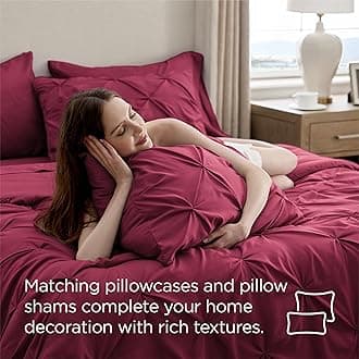 Bedsure Full Size Comforter Sets - Bedding Sets Full 7 Pieces, Bed in a Bag Burgundy Bed Sets with Comforters, Sheets, Pillowcases & Shams,Adult & Kids Bedding
