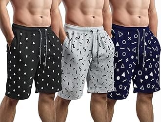 hotfitsStylish Men's Cotton Shorts (Pack of 3) – Multicolored, Lightweight, Breathable, Casual Summer Lounge, Gym, Athletic, Workout, Beach & Travel Shorts for Men
