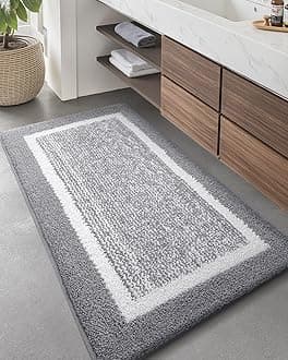 Bathroom Rug Mat, Ultra Soft and Water Absorbent Bath Rug, Bath Carpet, Machine Wash/Dry, for Tub, Shower, and Bath Room (24"x59", Grey)