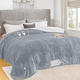 greenoak Heated Blanket Electric Queen Size 84"X90" Dual Control, Heating Blanket with 10 Heat Levels 1/2/4/6/8 Hours Auto-Off, Soft Sherpa Warm Blanket, Dove Grey