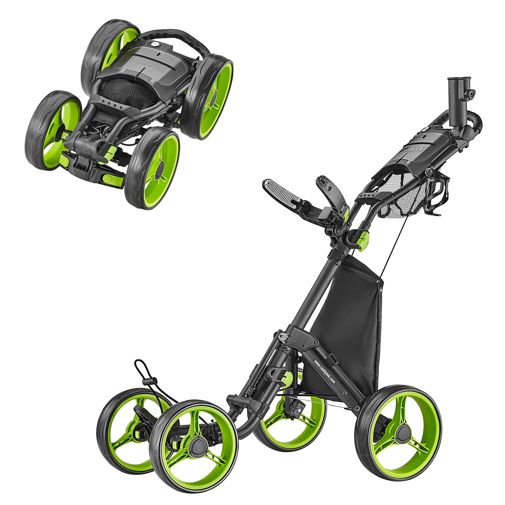 Explorer V8 Golf Push Cart - SuperLite 4 Wheel Aluminum Foldable Cart with Adjustable Front Wheel Width, Foot Brake, Cooler Basket, Umbrella Holder, Drink Holder, Scorecard Console