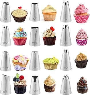 12PCS Piping Tips Set, Stainless Steel Cake Decorating Tips, Food Grade Large Piping Tips, Icing Tips for Baking Cupcake, Cake and Pastries, Sturdy and Long-lasting