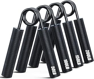 ZEAGUS Grip Strength Trainer 4 Pack,22.5KG-90KG Metal Hand Grip Strengthener,Non-Slip Heavy-Duty Forearm Exerciser,Hand Gripper for Muscle Building and Hand Rehabilitation Exercising