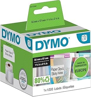 DYMO Authentic LabelWriter Multi-Purpose Labels | 57 mm x 32 mm | Self-Adhesive | Roll of 1000 Easy-Peel Labels for LabelWriter Label Makers | Made in Europe