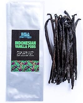 Vanilla Mart - Indonesian Vanilla Pods - Pack of 5 Vanilla Pods - Grade A Vanilla Beans - Whole Grade A Vanilla Pods - Premium Indonesian Vanilla - Vanilla Pods & Beans from Around The Globe