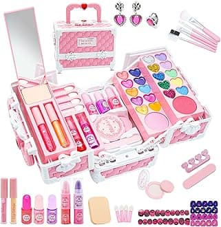Kids Makeup Kit Girls Toys - Girls Makeup Kit for Kids, Little Girls Make up Set Safe & Non Toxic Makeup for Toddlers Children Princess, Christmas Birthday Gifts Toy for 4 5 6 7 8 Year Old Girl