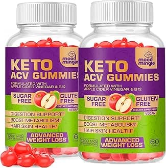 Keto ACV Gummies Gluten & Sugar-Free Apple Cider Vinegar Gummies for Advanced Weight Loss - Rapid Fat Burner Diet Supplement for Women Men - 60 Gummies (1000MG) (2-Pack)