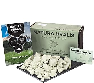 Natura Uralis Ural Green Clay | 1000g Natural Green Clay Pastel Green & Verdant - Amazing Crunchy, Rewarding Earthy Texture, Velvety & Solid, ASMR Feel