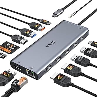 Docking Station Dual Monitor for Dell/HP/Lenovo Laptop,8K HDMI Adapter Docking Station 3 Monitors USB C Hub Multiple Adapter with 2 HDMI+8K DP+10G USB A/C+100W PD+Ethernet+SD/TF+Audio for iPhone 15