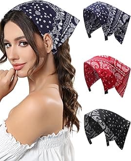 3pcs Hair Bandana for Women Girls Hair Scarf Headband Bandana Double Layer Triangle Head Kerchief Boho Hair Band