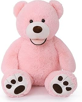 Giant Teddy Bear, 39inch Large Stuffed Animals with Big Footprints Plush Stuffed Bears Gifts for Kids, Pink