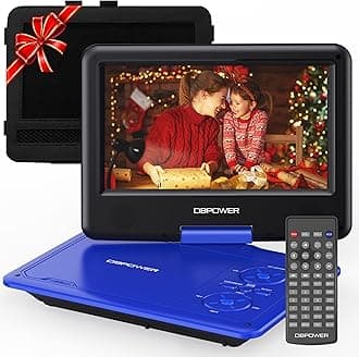 11.5" Portable DVD Player, 5-Hour Built-in Rechargeable Battery, with 9" Swivel Screen, Support CD/DVD/SD Card/USB, with Remote Control, 1.8M Car Charger and Power Adaptor (Blue)