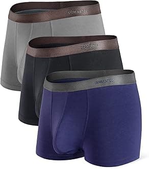 Separatec Men's Dual Pouch Underwear Breathable Soft Bamboo Rayon Printing Boxer Briefs 3 Pack